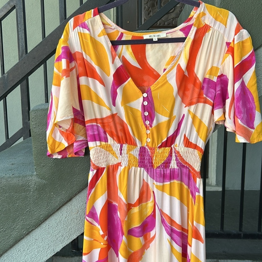 Anthropologie Abel the Label High Low Maxi Dress Wedding Guest Resortwear Sz M - Picture 3 of 8